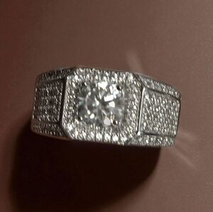 MOISSANITE BAND RING 925 STERLING SILVER ADJUSTABLE 9-12